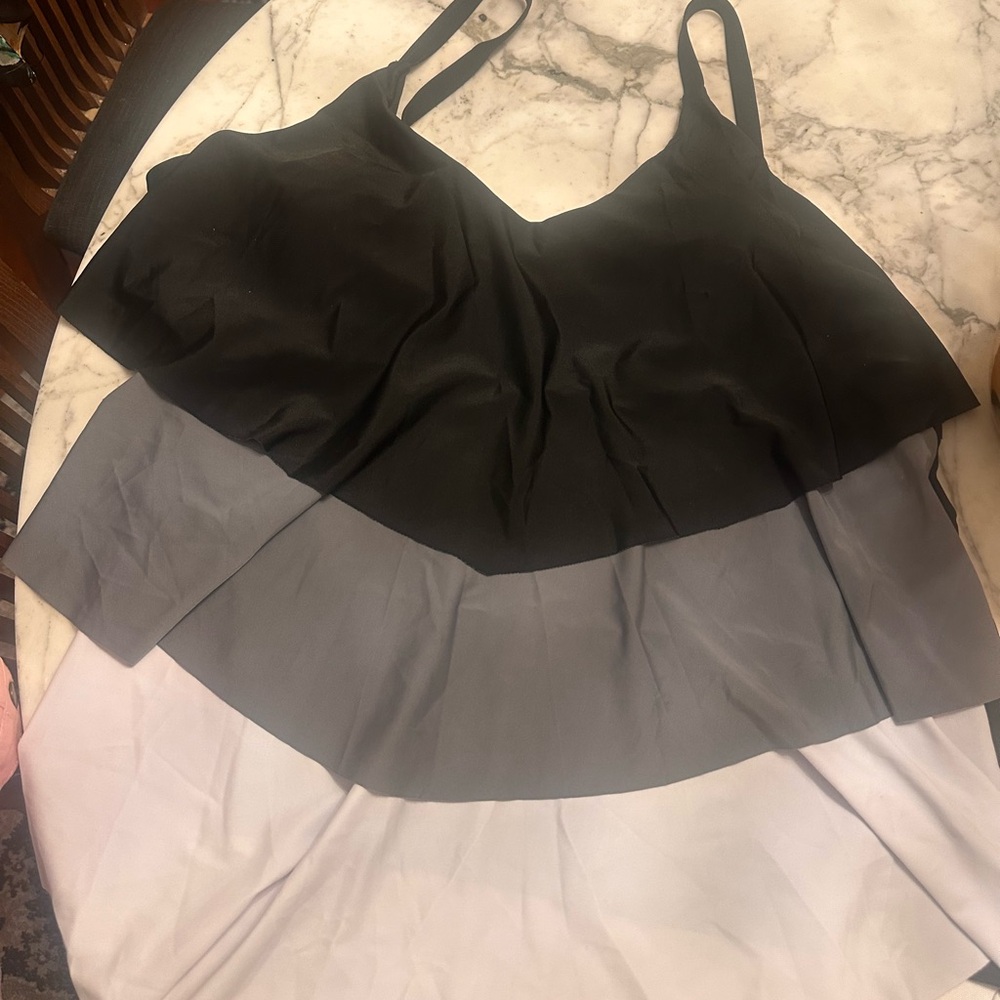 Elegant Black and Gray Women's One Piece Swimsuit